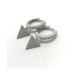 Gümüş üçgen model taşlı bayan küpe c13n3e3