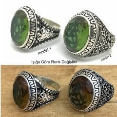 Gümüş renk değiştiren taşlı erkek yüzüğü is65r3