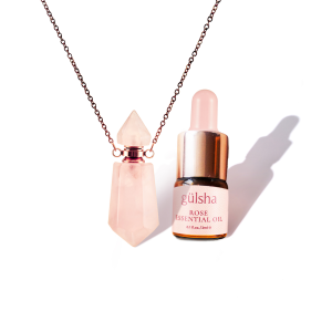 100% Pure Rose Essential Oil & Natural Stone Essential Oil Necklace