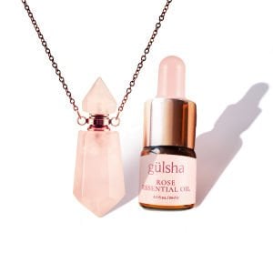 100% Pure Rose Essential Oil & Natural Stone Essential Oil Necklace