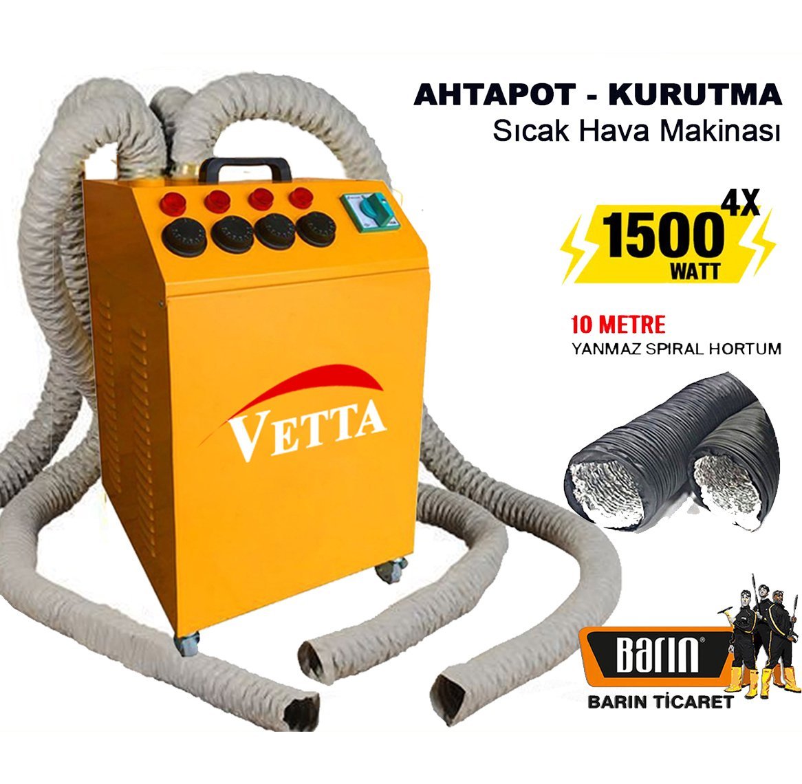 Vetta 4 Kollu Demir Kasalı Ahtapot Sıcak Hava Kurutma Makinesi