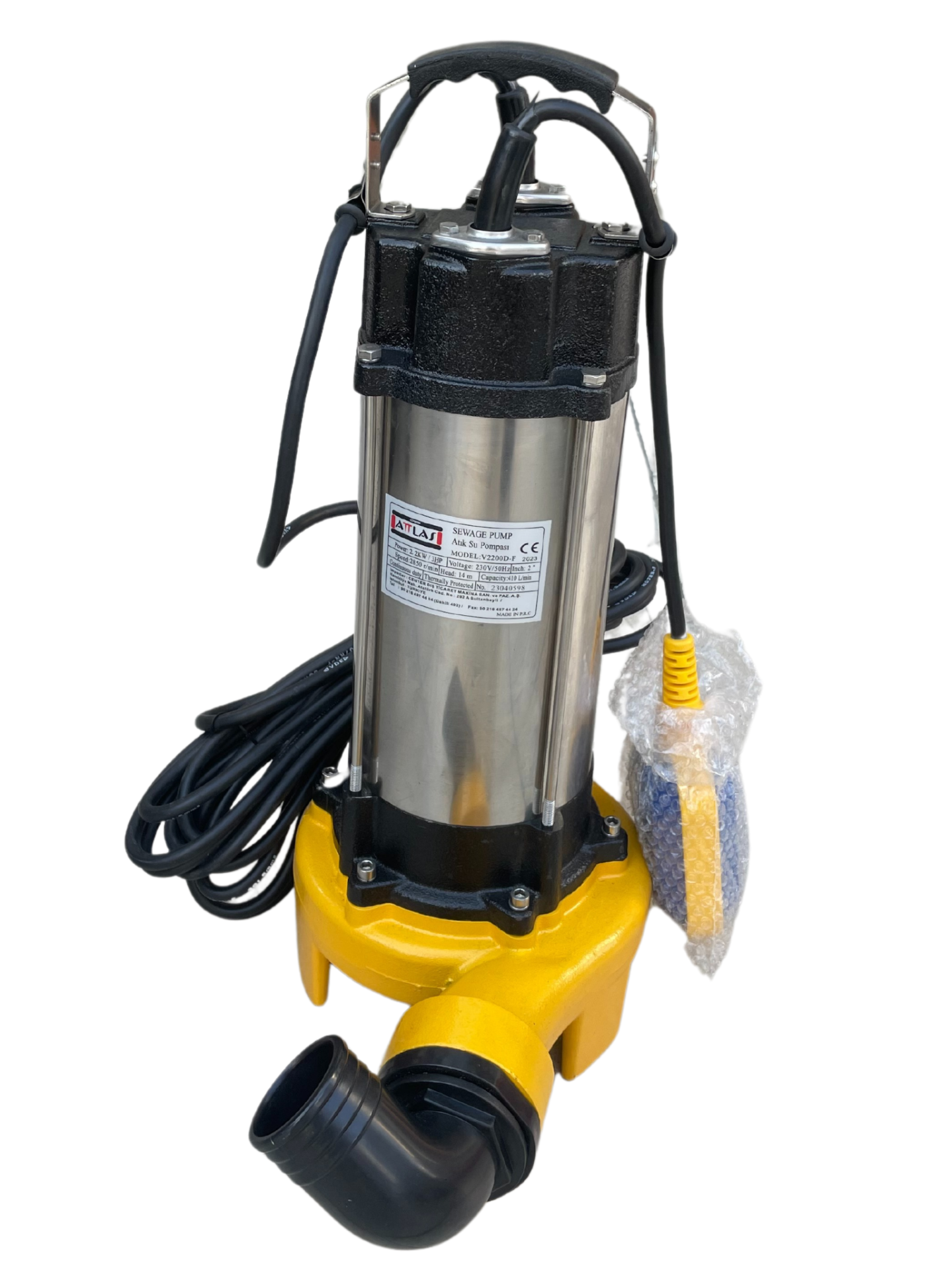 Attlas V2200D-F Döküm Gövdeli Atık Su Pompası 3 Hp