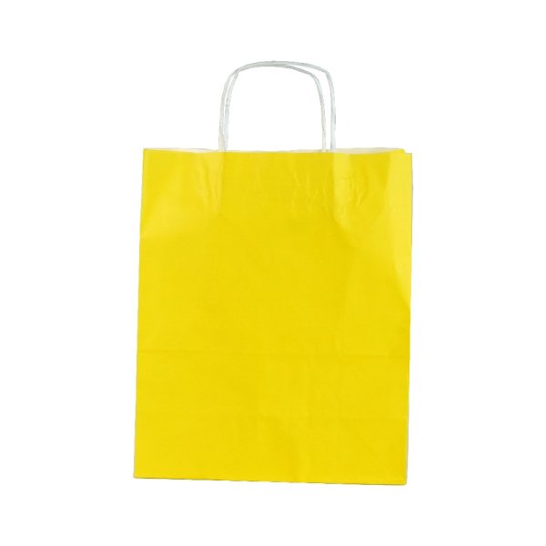 Sarı Burgu Saplı Küçük Boy Kağıt Çanta 18x24x8 cm
