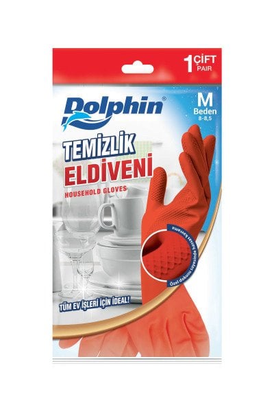Dolphin Temizlik Eldiveni (8-8,5) Medium Kırmızı