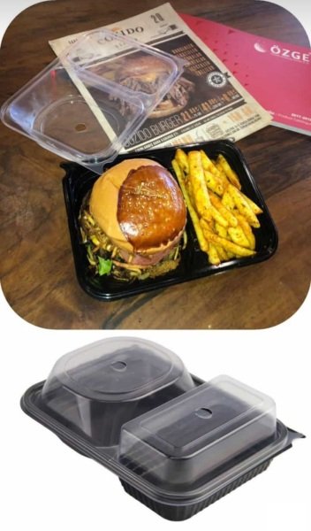 Özge Plastik 2 Bölmeli Kapaklı Hamburger Kabı 180 Adet