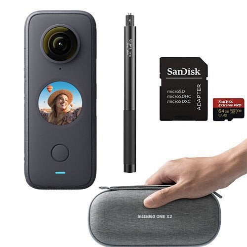 Insta360 One X2 + Invisible Stick + Sandisk 64gb Hafıza Kartı + Çanta