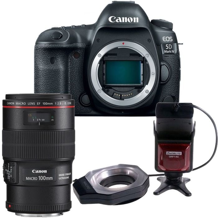 Canon EOS 5D Mark IV Body + EF 100mm F/2.8 Macro Lens + Macro Ring Flaş Kit