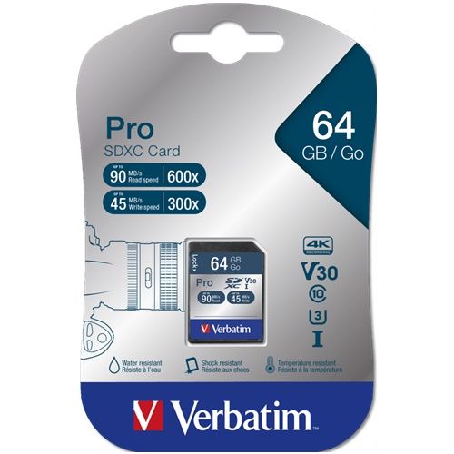 Verbatim 64GB SDXC Pro U3 Hafıza Kartı