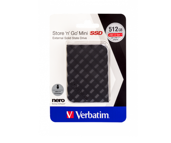 Verbatim 512GB Store N GO Mini SSD USB 3.2 GEN1 Black