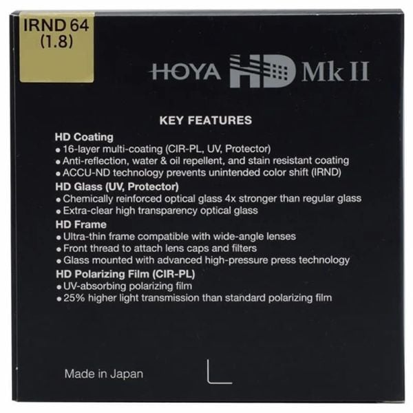 Hoya 82mm HD MK II IR ND64 Filtre (6 Stop)