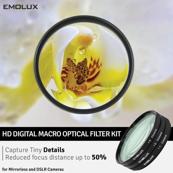 Emolux 52mm HD Macro Close Up Filtre Kit (+1,+2,+4)