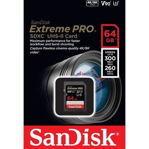 SanDisk 64GB Extreme PRO UHS-II SDXC 300 MB/sn
