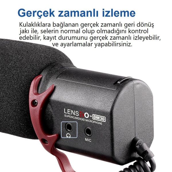 Lensgo LYM-DM30 Kamera Üstü Shotgun Mikrofon Seti