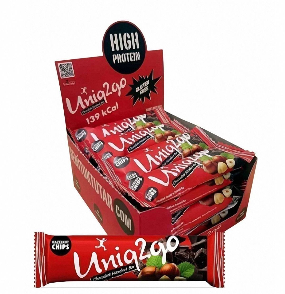 Uniq2go Chocodark Fındıklı Protein Bar 38gr - 16 Adet