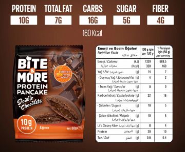 BİTE MORE PROTEİN PANCAKE (50 GR) - 12 ADET DOUBLE ÇİKOLATA AROMALI