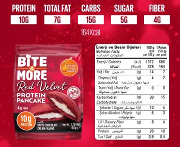 BİTE MORE PROTEİN PANCAKE (50 GR) - 12 ADET BEYAZ ÇİKOLATA AROMALI