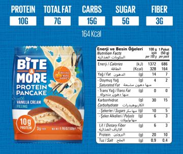 BİTE MORE PROTEİN PANCAKE (50 GR) - 12 ADET VANİLYA AROMALI