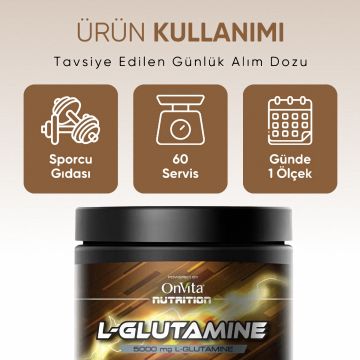 Onvita Nutrition L-Glutamine Aminoasit, 5000 Mg