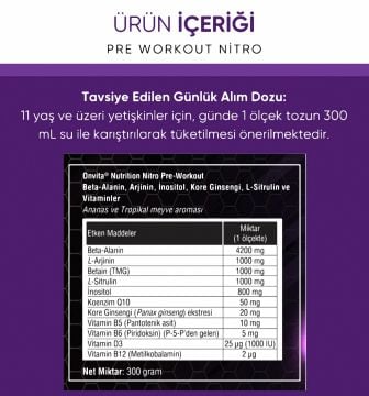 Onvita Nutrition Pre Workout Nitro Ananas Aromalı 300 gr