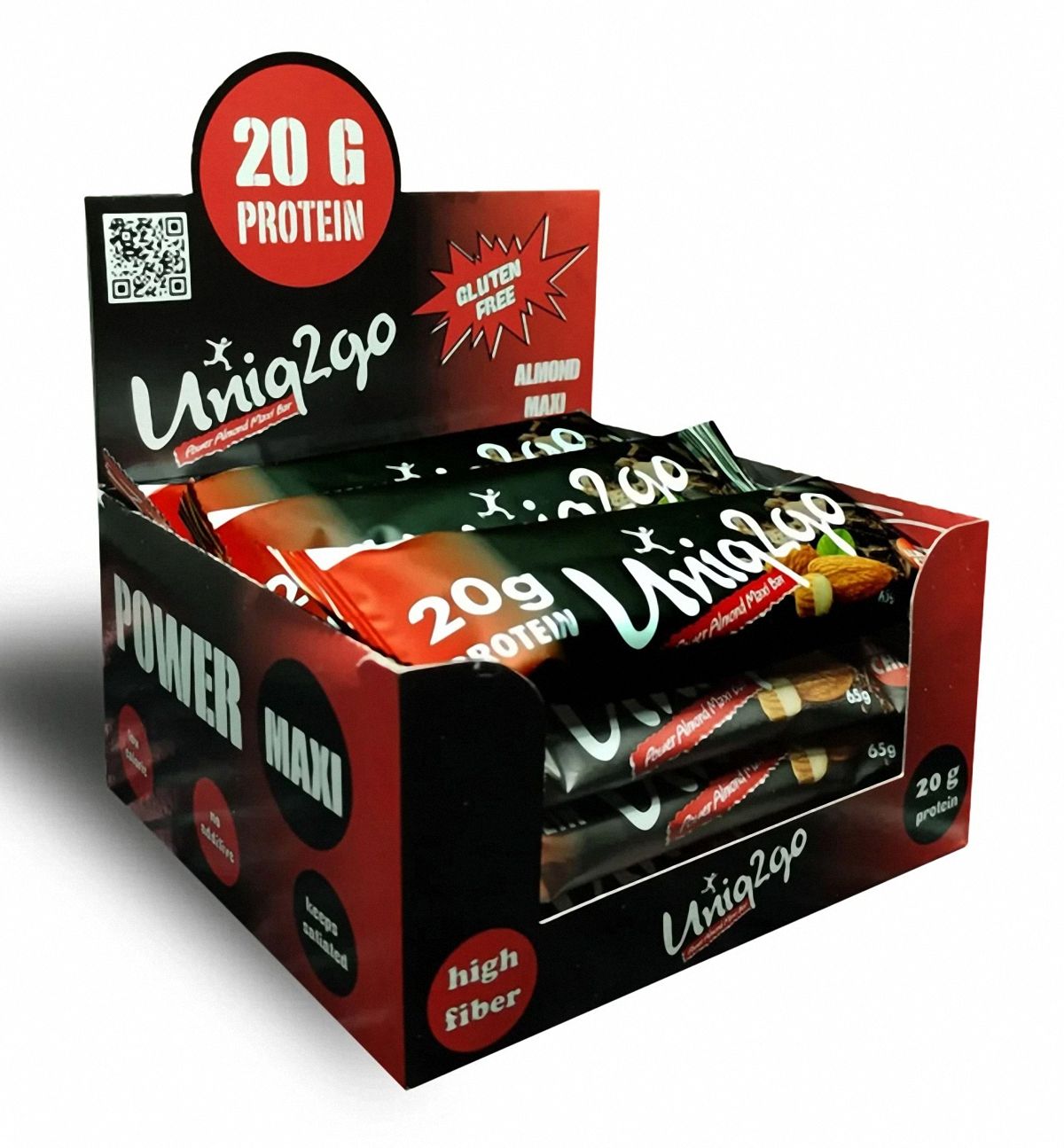 Uniq2go Power Bademli ve Proteinli Maxi Bar 65gr - 12 adet