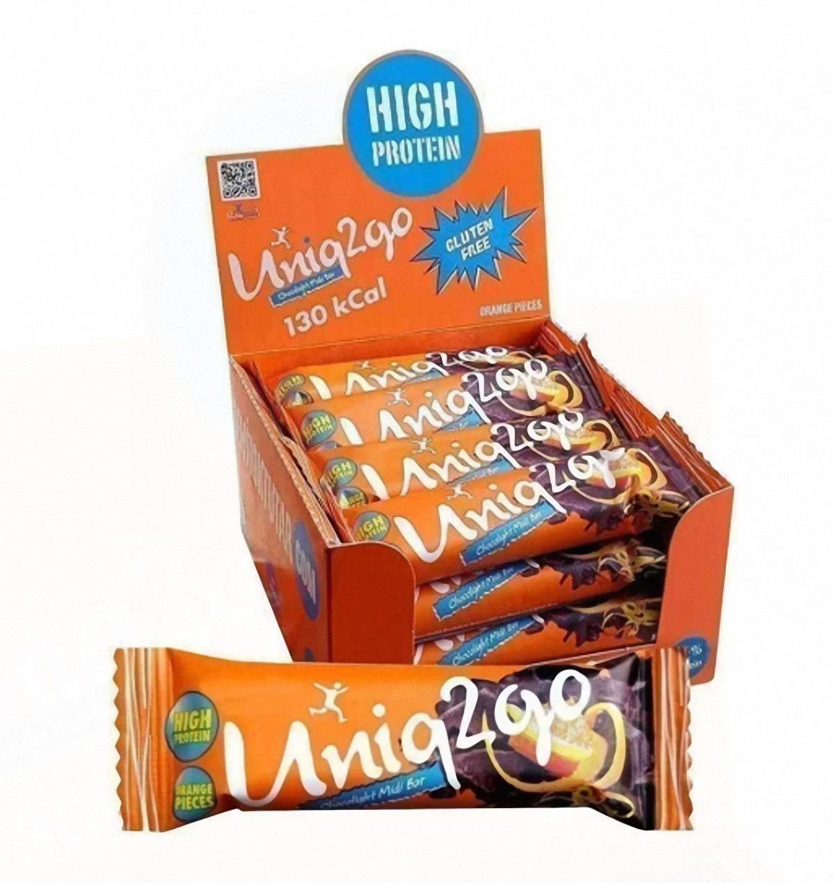 Uniq2go Chocolight Portakal Parçacıklı Protein Bar 40gr - 16 Adet