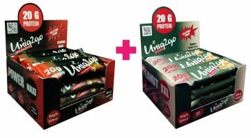 Fıstıklı Proteinli Bar XXL 67g 12 adet + Bademli Power Maxi Proteinli Bar 65g 12 adet (24 Adet)