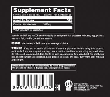 Universal Animal Creatine Monohydrate 150 gr