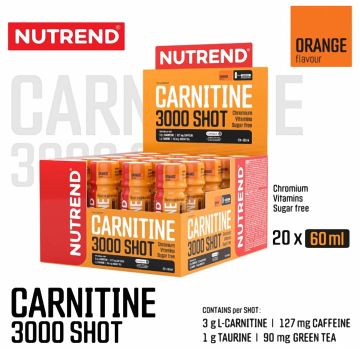 Nutrend L-Carnitine Shot 3000mg 20 Ampül PORTAKAL AROMALI