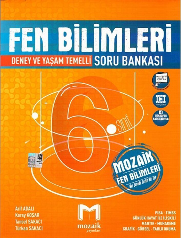 MOZAİK YAYINLARI 6.SINIF FEN BİLİMLERİ DENEY VE YAŞAM TEMELLİ SORU BANKASI 2021