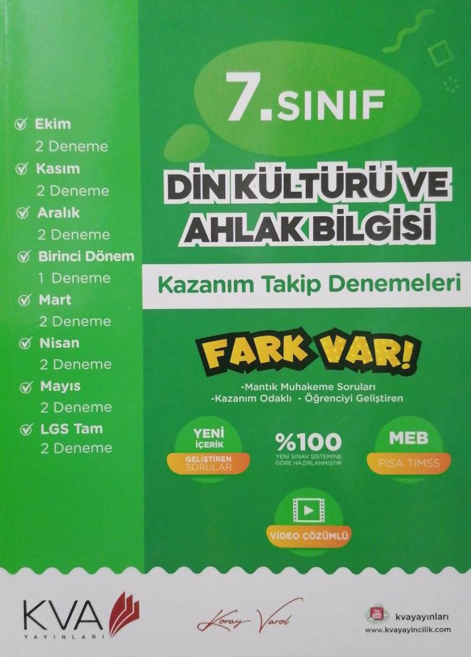 KAMPANYA - 7.Sınıf KVA Koray Varol Akademi Din Kültürü Fark Var Deneme