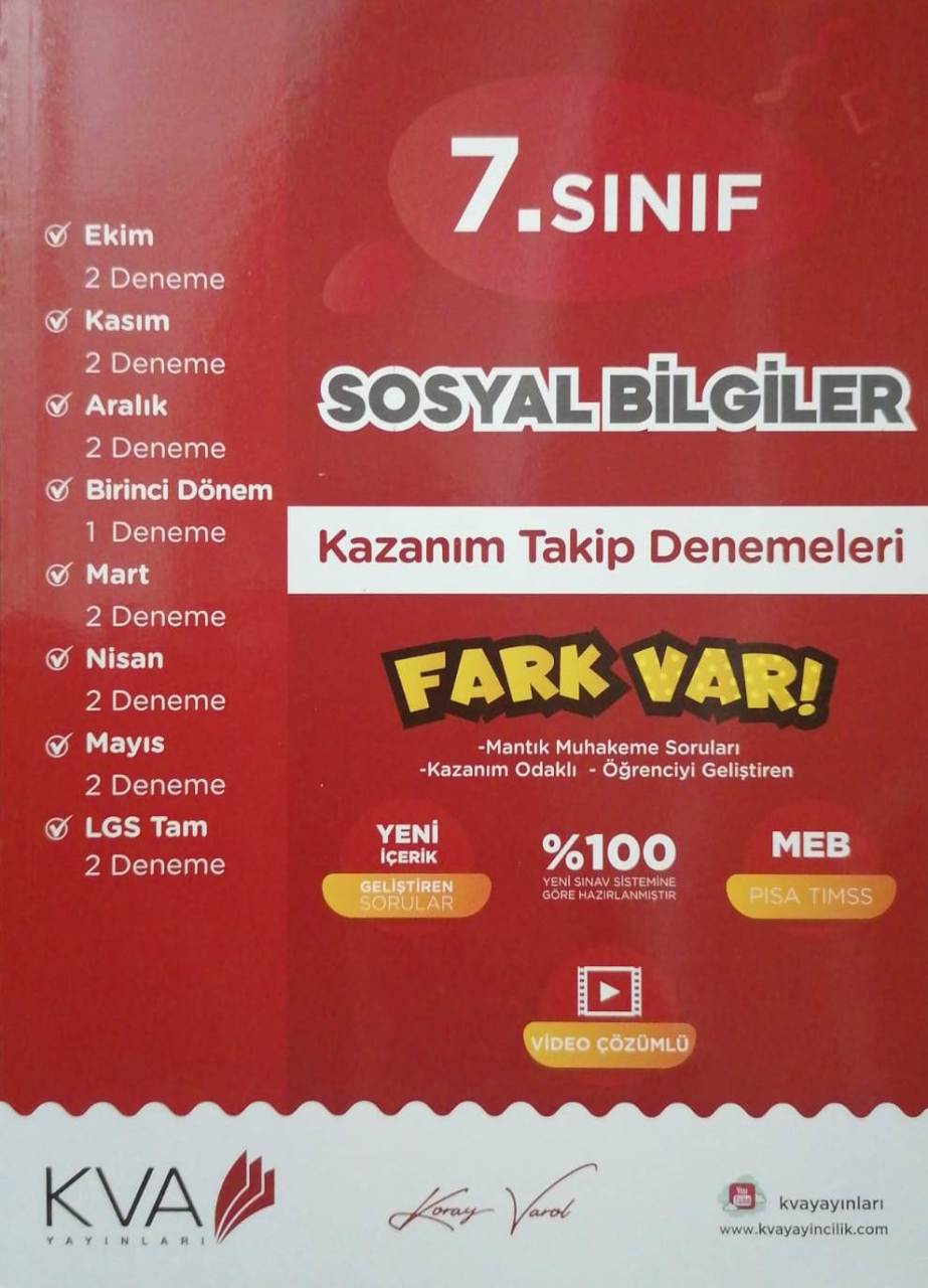 KAMPANYA - 7.Sınıf KVA Koray Varol Akademi Sosyal Bilgiler Fark Var Deneme