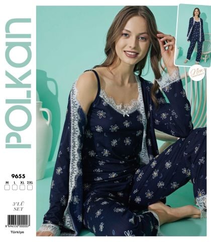 Polkan 9655 Pegasus 3'lü Bayan Pijama Takımı