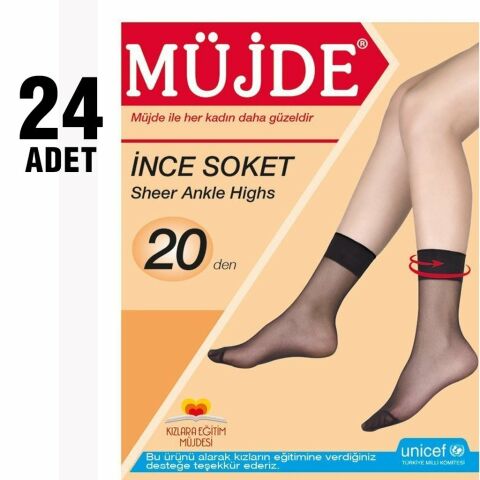 Müjde 20 Den İnce Soket Çorap 24'lü