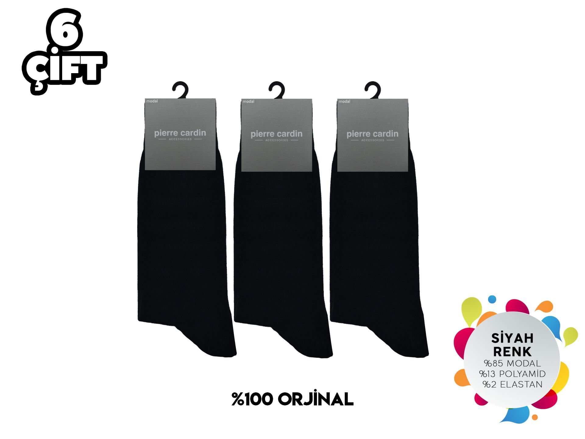 Pierre Cardin 900-Siyah Erkek Modal Çorap 6'lı