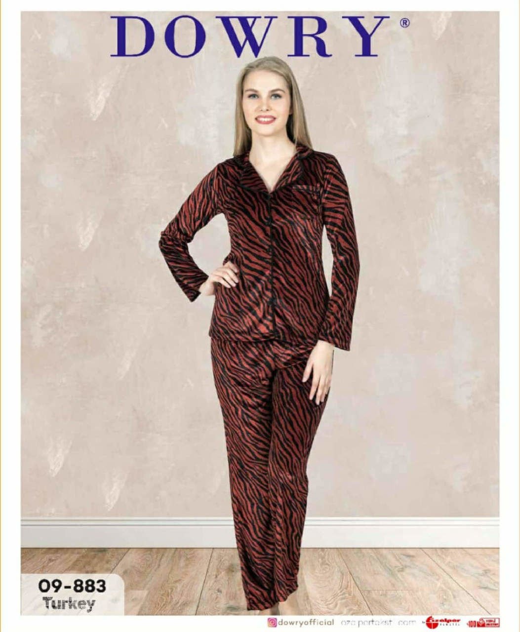 Dowry 09-883 Kadife Uzun Kol Bayan Pijama Takımı