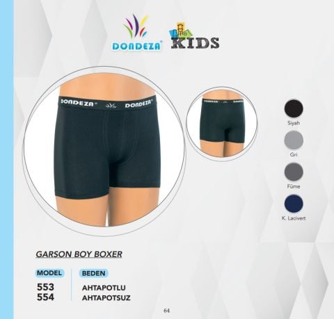 Dondeza 553 Garson Boy Düz Erkek Çocuk Boxer12'li