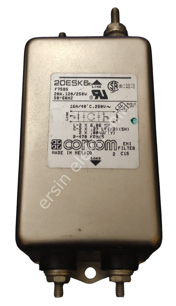 (20A) EMİ FİLTER 20ESK6 20A 250V Power Line Filter Orjinal (CORCOM)