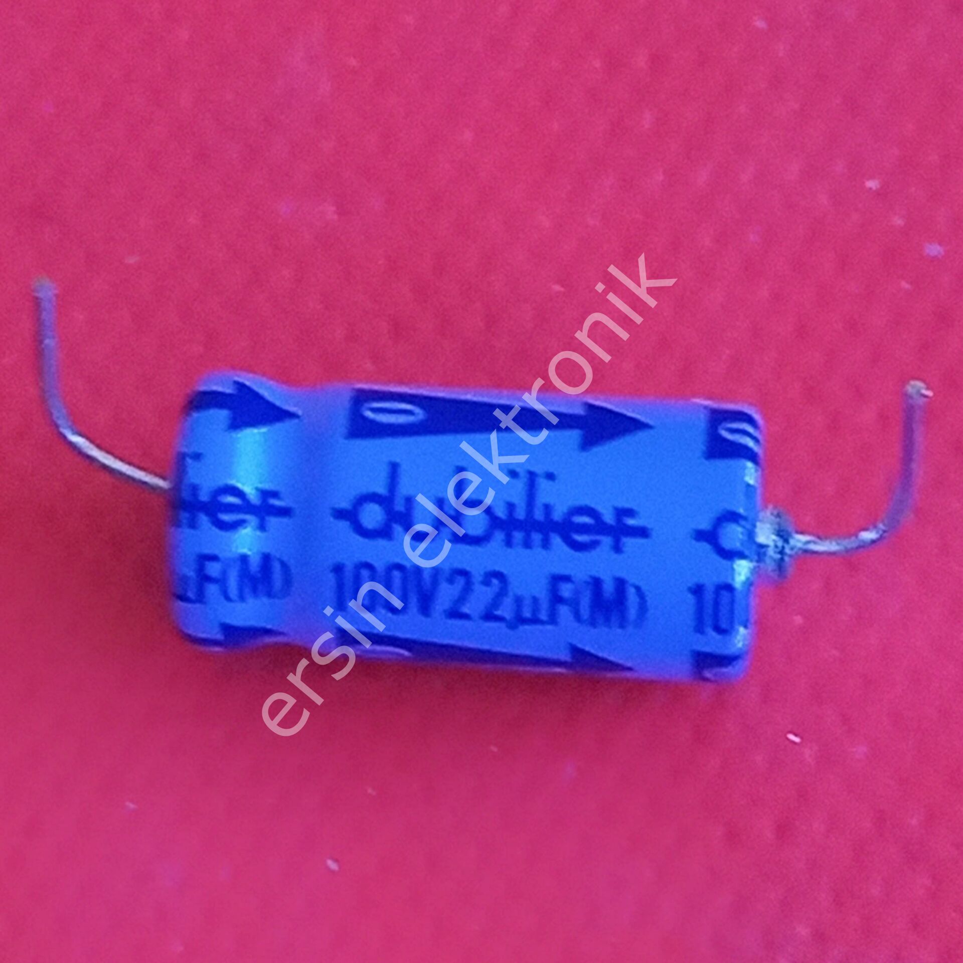 22uF  100V  Aksiyel (Axial)  Kondansatör (Kısa Pinli)