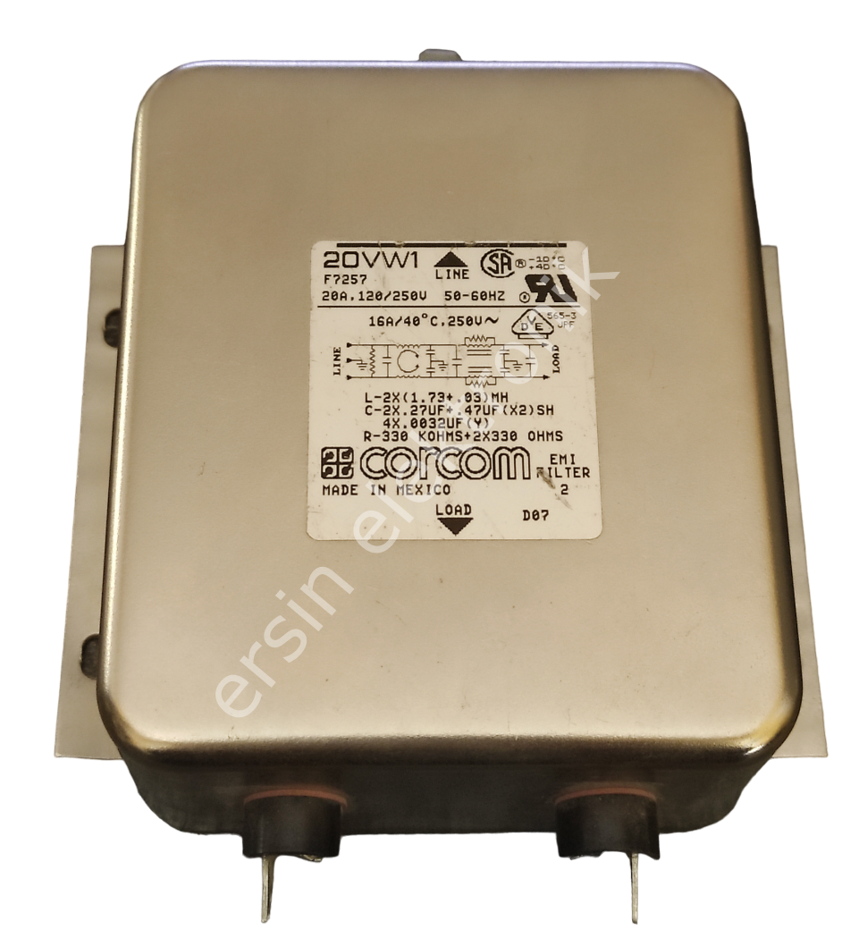 (20A) EMİ FİLTER 20VW1 20A 120/250V Power Line Filter (CORCOM)