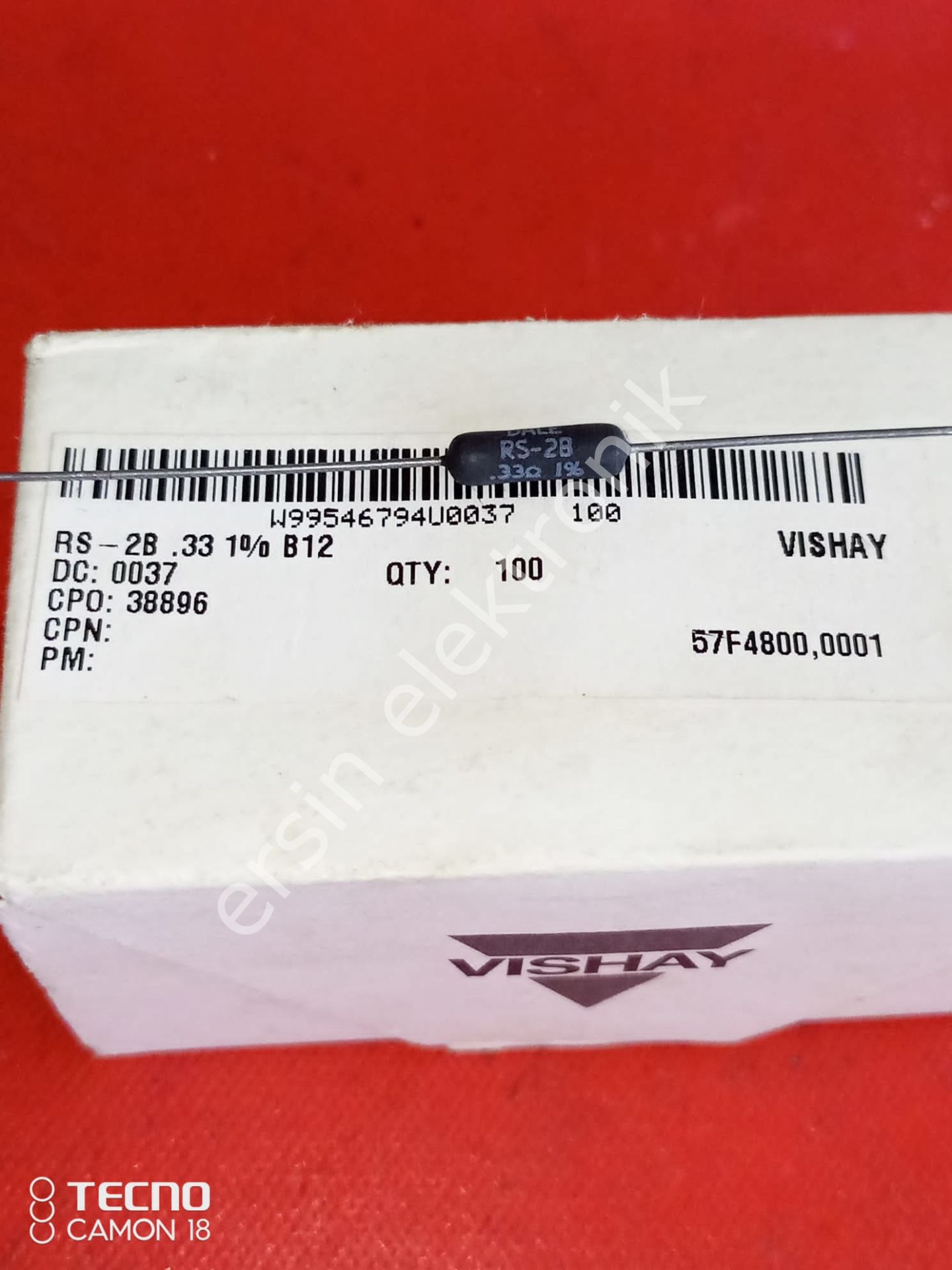 0.33R 3W  (RS-2B) %1  Dale Direnç