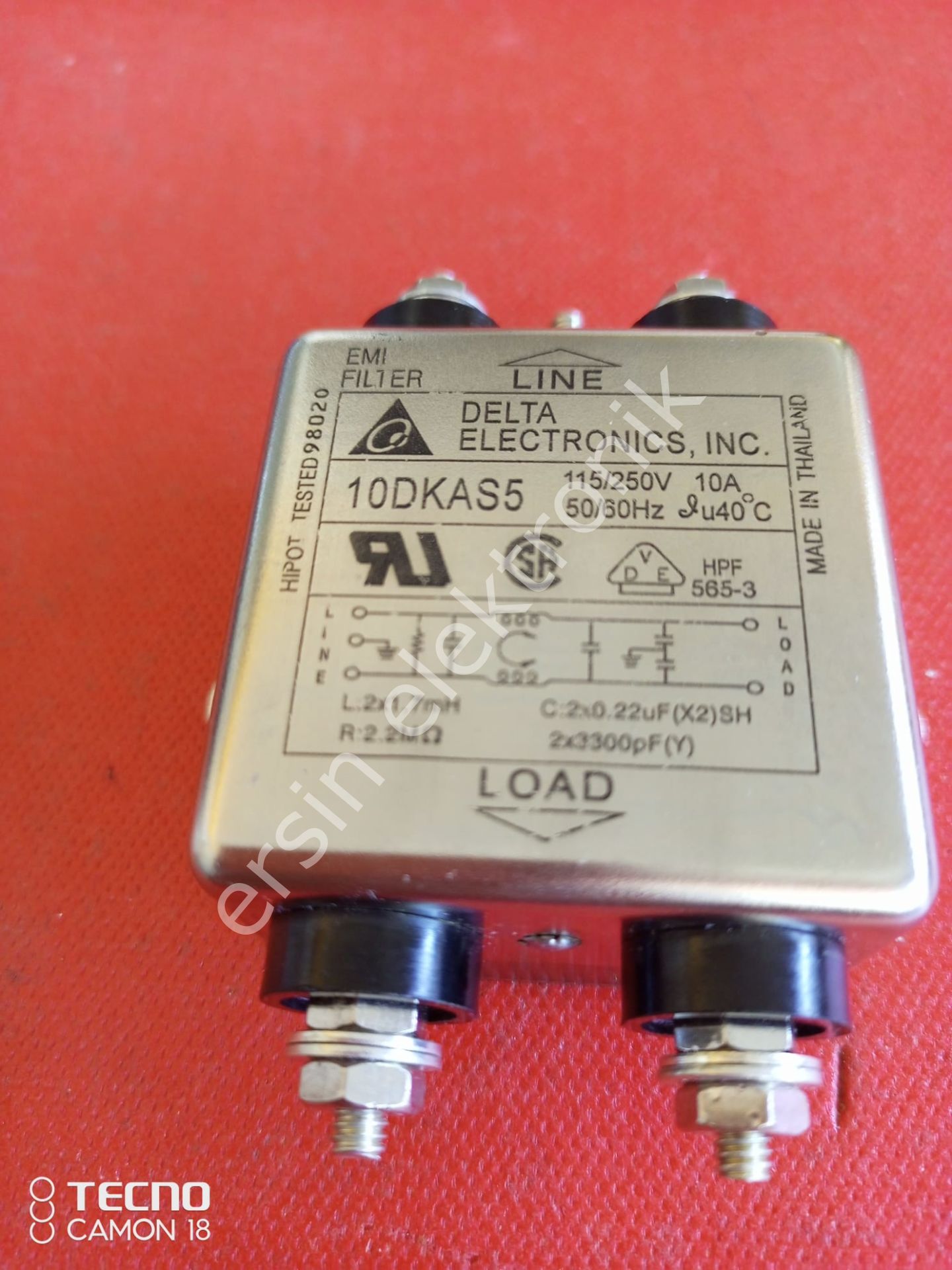 (10A) EMİ FİLTER 10DKAS5 10A 115/250V Power Line Filter  EMI FİLTRE (DELTA)