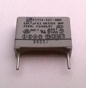 47nF 275v  x2  Polyester Kondansatör  (Pin Aralığı: 15mm)