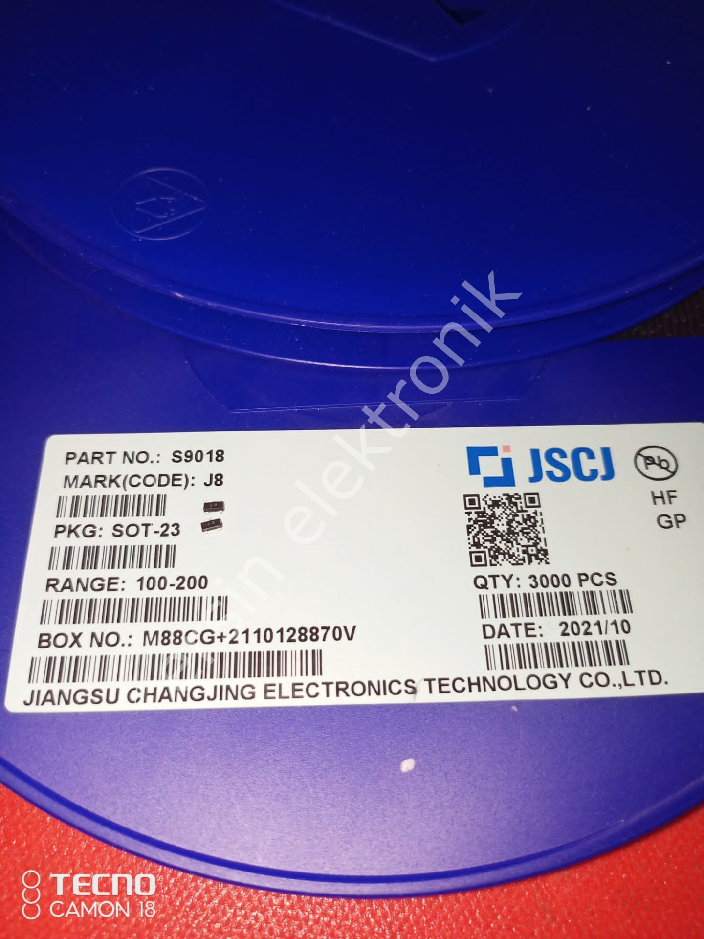 S9018 30V 50mA NPN Transistor AM/FM Amplifier, Local Oscillator of FM/VHF High Current Gain Bandwidth Product fT=1.1 GHz (Typ) (BFR91A)