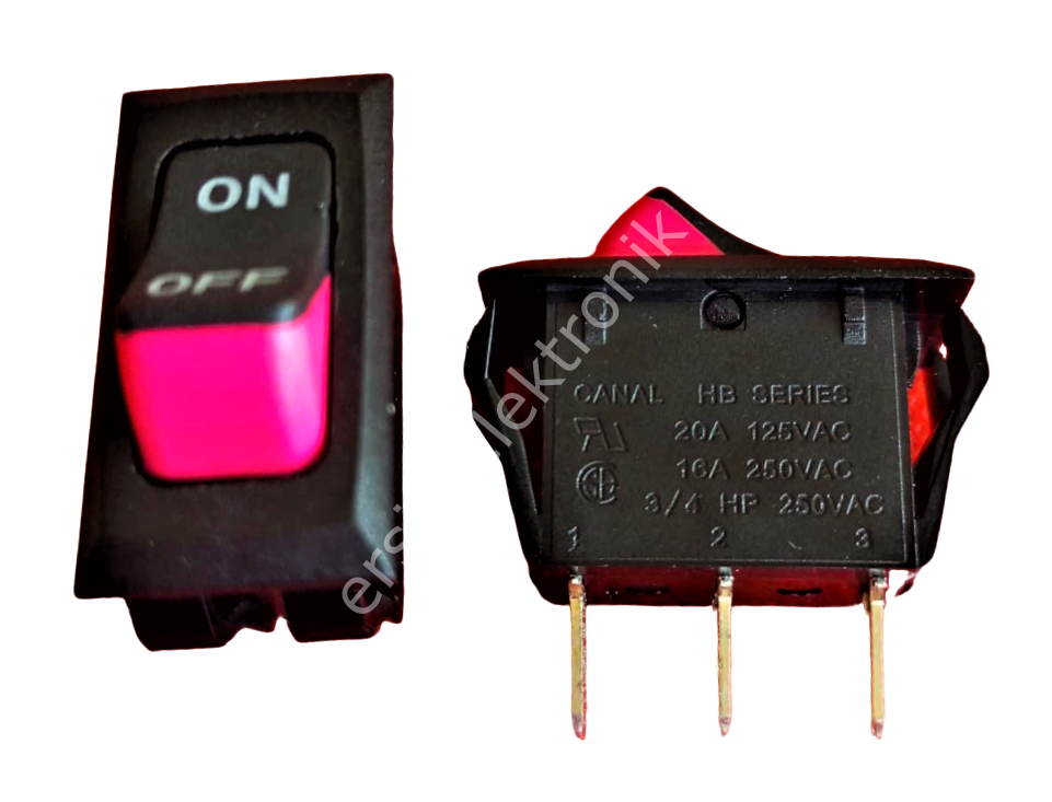 ON- OFF Anahtar 20A 125V AC 16A 250VAC( Üç Pinli) (23)