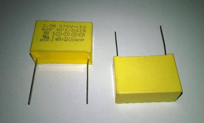 1uF 275Vx2 Polyester Kondansatör 33X12X22mm (pin aralığı 22.5mm)
