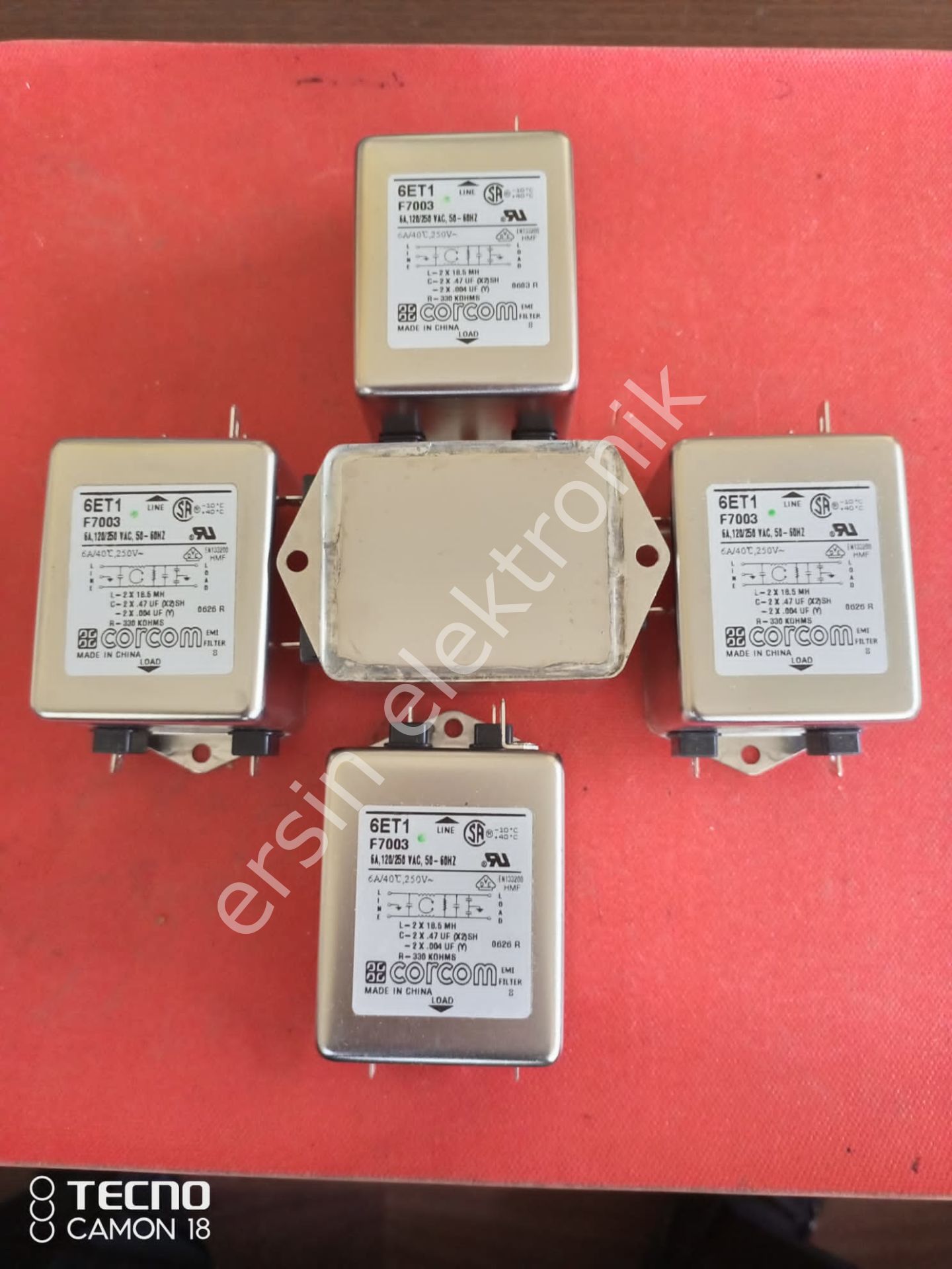 (6A) EMİ FİLTER F7003 (6ET1 F7003) 6A 40C 120/250V Power Line Filter ( Uzunluk 60mm, Genişlik 50mm, Yükseklik 44mm) (Corcom) (Orjinal) (-10 +40c) KAMPANYA  FİYATI (ADET İÇİN  ÖZEL FİYAT VERİLİR)