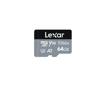 LEXAR 64GB MICRO SDXC 1066X UHS-I 160MB READ/70MB WRITE MEMORY CARD