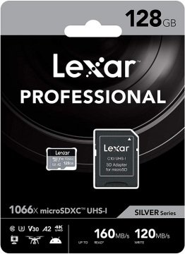 LEXAR 128GB MICRO SDXC 1066X UHS-I 160MB READ/120MB WRITE MEMORY CARD