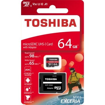 TOSHIBA 64GB MICRO SDXC UHS I U3 EXCERIA M303  95/68 HAFIZA KARTI