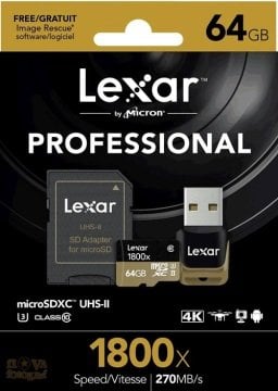 LEXAR 64GB MICRO 1800X+UHSII KART OKUYUCU